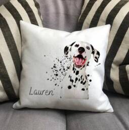 Personalised Dalmatian Dog Country Canvas Cushion - Customised Owner & Lover Linen Puppy Cover With Inner Filler - thumbnail 3