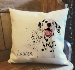 Personalised Dalmatian Dog Country Canvas Cushion - Customised Owner & Lover Linen Puppy Cover With Inner Filler - thumbnail 1