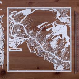 Paper Cut Map Of Honolulu, 12x12 In. Art Souvenir Gift - thumbnail 1