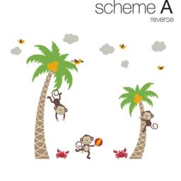 Monkeys & Palm Tree Wall Decal - Beach Nursery Decor - thumbnail 2