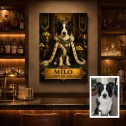 Personalised Lord Of Balls Pet Canvas From Photo, Custom Text Royal Dog Wall Art, Funny Gift For Owner Birthday Decor - thumbnail 3