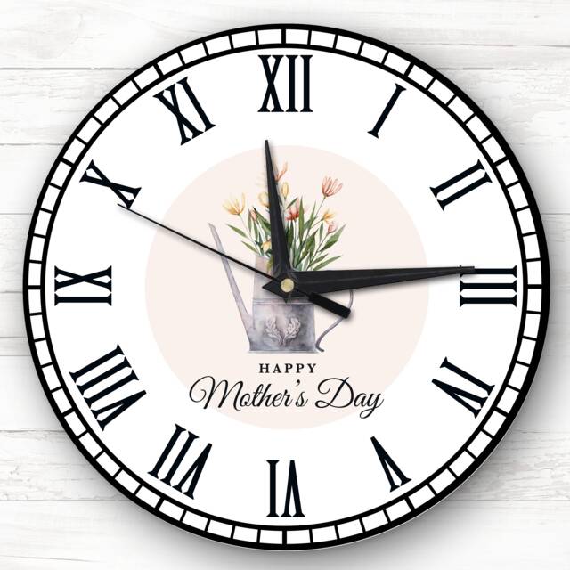 Floral Watering Can Mother's Day Gift Personalised Clock - image 1