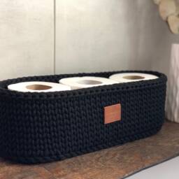 A Freestanding Toilet Paper Holder Black Modern Extra Roll - thumbnail 2