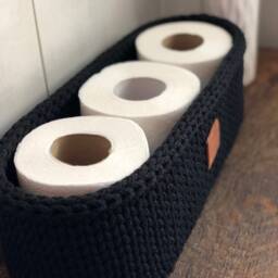 A Freestanding Toilet Paper Holder Black Modern Extra Roll - thumbnail 3