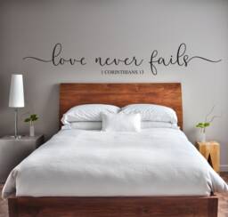 "Vinyl Wall Art Decal - ""Love Never Fails 1 Corinthians 13" - thumbnail 1