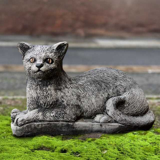 Concrete Cat Statue Cement Kitten Figurine Outdoor Kitty Sculpture Stone Pet Ornament Front Door Decoration Kitty Lover Gift Handmade - image 1
