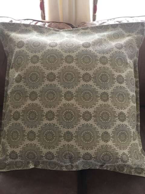 Pillow Cover, Two For 25 Dollars. - Envelope Back Medallion Upholstery Fabric On Front With Tweed Back - image 1