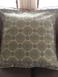 Pillow Cover, Two For 25 Dollars. - Envelope Back Medallion Upholstery Fabric On Front With Tweed Back - thumbnail 1