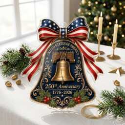 250 Years Of America Bell Ornament, Usa 250Th Anniversary Acrylic Decor, 1776 2026 Liberty Bell, Patriotic Christmas Gift - thumbnail 2