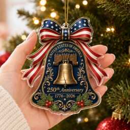 250 Years Of America Bell Ornament, Usa 250Th Anniversary Acrylic Decor, 1776 2026 Liberty Bell, Patriotic Christmas Gift - thumbnail 3