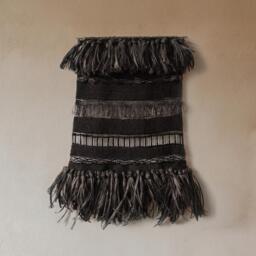 African Woven Wall Hanging Black Boho Decor, Afro Modern Tapestry For Moody Gothic Home