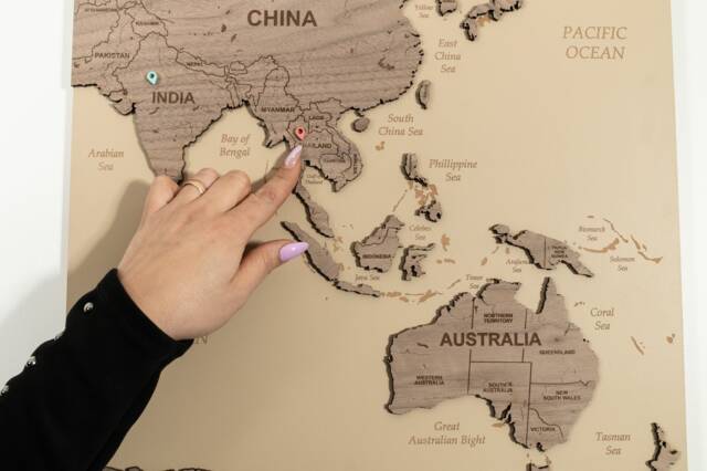 World Map Cork Push Pin Wall Art Travel Board, Oak Wood Or Wooden Decor, 3 Panel Feature Art, Gift Anniversary - image 1