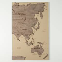 World Map Cork Push Pin Wall Art Travel Board, Oak Wood Or Wooden Decor, 3 Panel Feature Art, Gift Anniversary - thumbnail 2