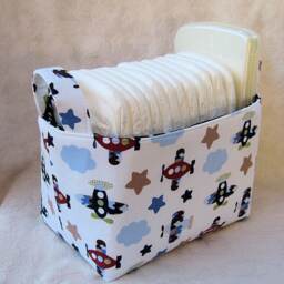 Storage Organization - Cotton + Steel Rifle Paper Co. Les Fleurs Birch Floral in Periwinkle Fabric Organizer Bin Container Basket - thumbnail 4