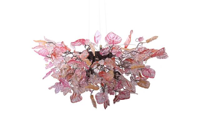 Modern Rose Gold Flower Chandelier Resin Leaf Hanging Ceiling Light - image 1