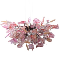 Modern Rose Gold Flower Chandelier Resin Leaf Hanging Ceiling Light - thumbnail 2