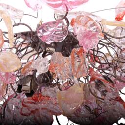 Modern Rose Gold Flower Chandelier Resin Leaf Hanging Ceiling Light - thumbnail 3