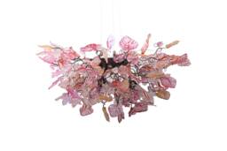 Modern Rose Gold Flower Chandelier Resin Leaf Hanging Ceiling Light