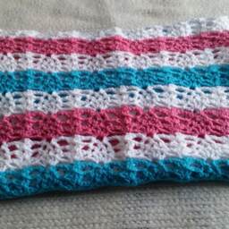 Crochet White, Pink & Blue Colors Baby Blanket Set, Shower, House Warming, Unisex Gift Idea, Soft Beautiful Set. Ready To Ship - thumbnail 3
