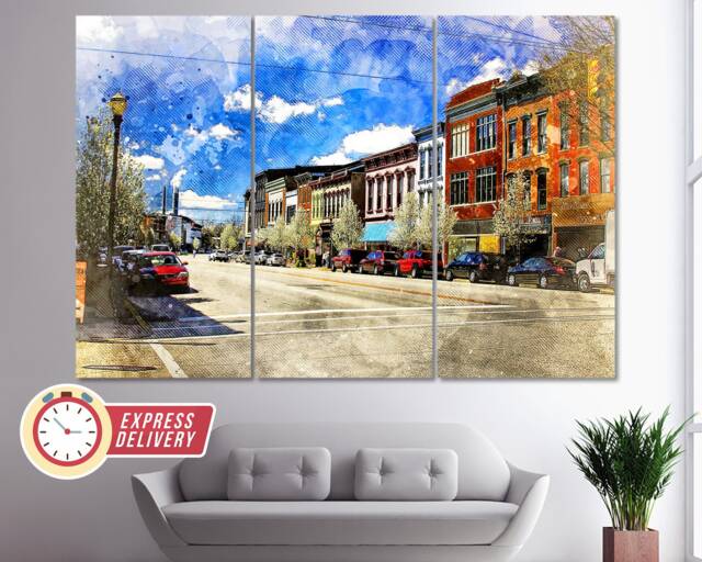 Madison Wall Art, Canvas Skyline, Print, Photo, Painting, Indiana - image 1