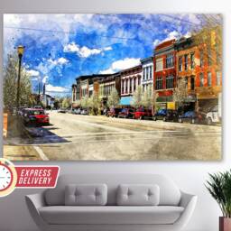 Madison Wall Art, Canvas Skyline, Print, Photo, Painting, Indiana - thumbnail 3