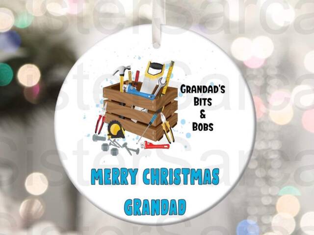 Grandad Papa Tools Personalised Christmas Bauble Funny Gift Present Keepsake Novelty Tree Xmas For Him