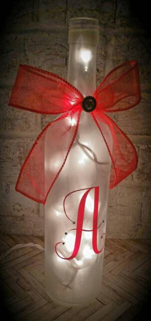 Initial Or Monogrammed Wine Bottle Lamp-Light Up Bottle-Custom Lamp-Last Name Gift-Monogram Gift-Personalized Gift - image 1
