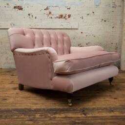 British Handmade Large Dusty Pink Velvet Chesterfield Snuggle Armchair, Love Seat - thumbnail 2