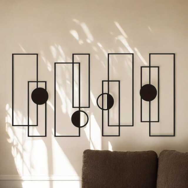 Framed Metal Wall Sculpture, Home Decor Accent, Modern Art Set, Decorative Hanging, Abstract Frame Art, Housewarming Gift - image 1