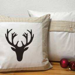 Country Style Cushion Cover Pillow Christmas White/Beige 40x40cm - thumbnail 2