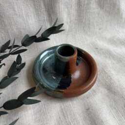 Earth Candlestick, Candle Holder, Candlestick Gift Set, Homeware, Boho Home Decor, Green & Brown - thumbnail 2
