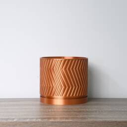 "Gatsby Planter With Drainage & Saucer in Copper, Art Deco 3D-Printed Plant Pot, Small To Large Sizes 4"" 5"" 6"" 7"" 8" - thumbnail 2