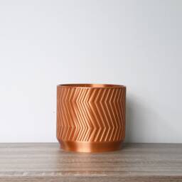 "Gatsby Planter With Drainage & Saucer in Copper, Art Deco 3D-Printed Plant Pot, Small To Large Sizes 4"" 5"" 6"" 7"" 8" - thumbnail 3