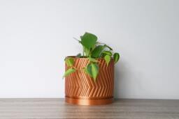 "Gatsby Planter With Drainage & Saucer in Copper, Art Deco 3D-Printed Plant Pot, Small To Large Sizes 4"" 5"" 6"" 7"" 8" - thumbnail 1