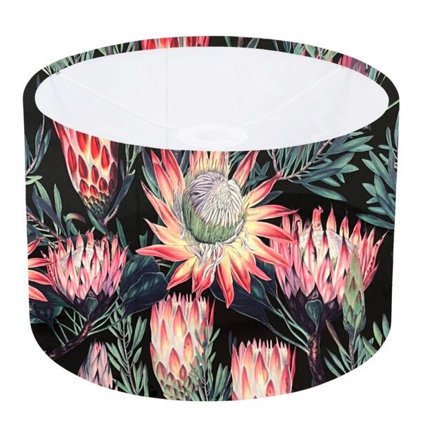 Handmade Pink Protea Floral Lampshade, Black Velvet, UK Made - image 1