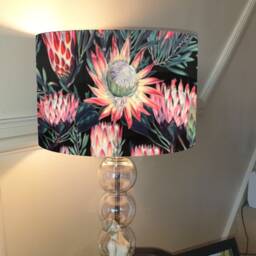 Handmade Pink Protea Floral Lampshade, Black Velvet, UK Made - thumbnail 3