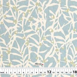 Botanica Color Spa Floral Foliage Origami Branch Gray Blue Cotton Curtain Pleated, Lined Drapery Panel Offered As Upgrades - thumbnail 2