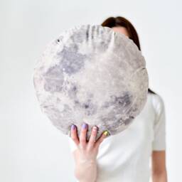 Full Moon Decorative Pillow For Baby Shower Gift, Moon Plush Solar System Theme Party Decor, Living Room Space From Velour - thumbnail 3