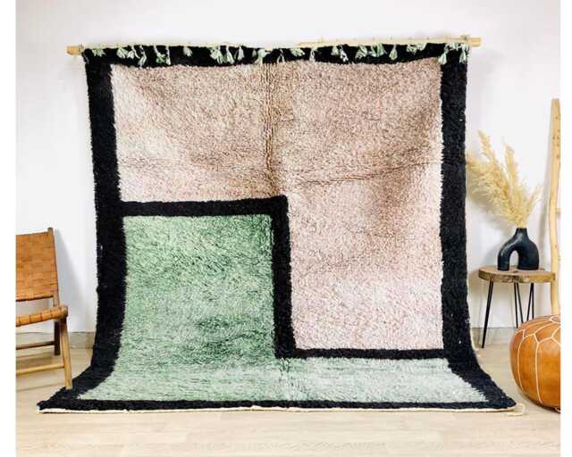 Sage Green & Gray Moroccan Rug, Hand-Tufted Shag Custom Made Berber Carpet, Large Area Rug - image 1