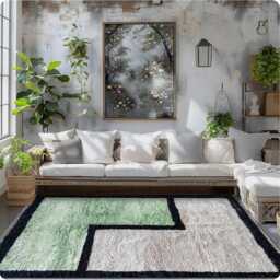 Sage Green & Gray Moroccan Rug, Hand-Tufted Shag Custom Made Berber Carpet, Large Area Rug - thumbnail 4