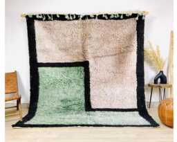 Sage Green & Gray Moroccan Rug, Hand-Tufted Shag Custom Made Berber Carpet, Large Area Rug