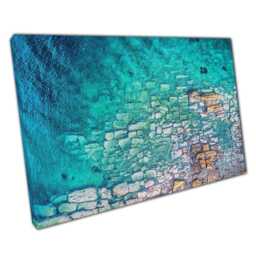 Aerial View Ocean Rocks Canvas Wall Art Print For Home Office Decor - thumbnail 1