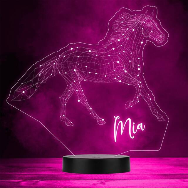 3D Style Geometric Horse Personalised Gift Colour Changing Led Lamp Night Light - image 1