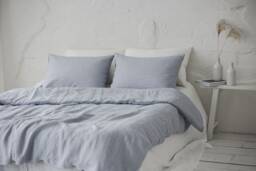 Linen Duvet Cover With Coconut Buttons, Striped Linen Bedding, King, Queen, Double, Twin Cover, Natural Softened Linen - thumbnail 1