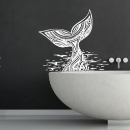 Whale Tail Decal Wall/Nautical Bathroom Decals Animal Decor Sticker/ Vinyl Sticker Ocean Art R20 - thumbnail 2