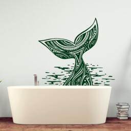 Whale Tail Decal Wall/Nautical Bathroom Decals Animal Decor Sticker/ Vinyl Sticker Ocean Art R20 - thumbnail 3