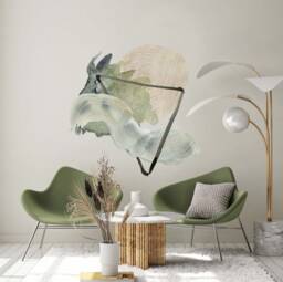 Wall Decal - Abstract Triangle Wall Decal Green Blue Watercolour Brush Stroke Large Modern Art Sticker By Dizzy Duck - thumbnail 1