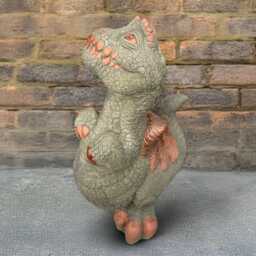 Baby Dragon Sculpture Concrete Figurine Stone Wild Animal Statue Handcrafted Garden Decor Cement Yard Ornament Lover Gift - thumbnail 3