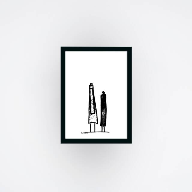 Framed Print, Black Abstract Art Africa Inspiration, Kitchen Wall Art, Bohemian Decor, Bedroom Original Gift - image 1