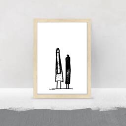Framed Print, Black Abstract Art Africa Inspiration, Kitchen Wall Art, Bohemian Decor, Bedroom Original Gift - thumbnail 3